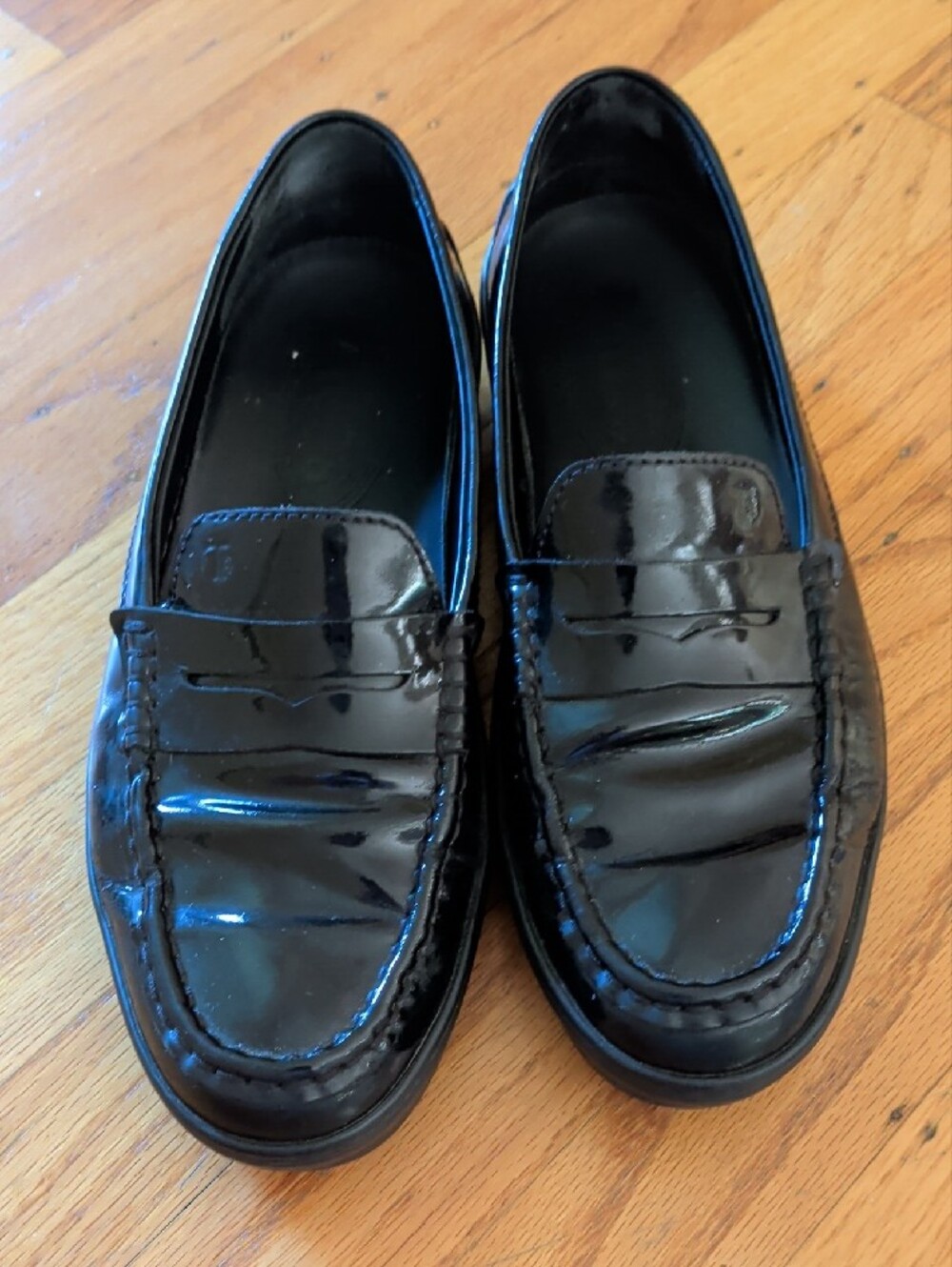 Tod's Black Patent Leather Penny Gommino Loafers